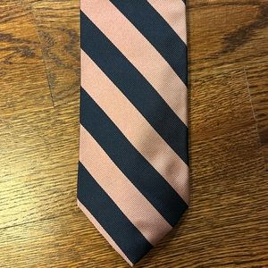 J Crew Navy Blue and Pink Striped Tie